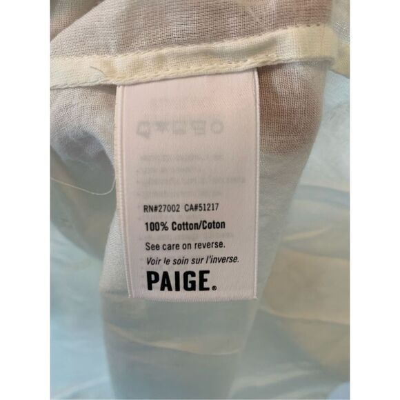 Paige Women's White Tie-Neck Long-Sleeve Cotton Blouse Size M - Picture 4 of 4